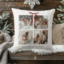 Best Christmas Ever | Modern Red Bow Family Photo 