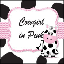 Baby Cow in Pink Chevron Shower Collection
