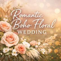 Romantic Boho Floral Wedding Invitation Set