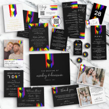Pride Rainbow Flag & Heart Gay Wedding