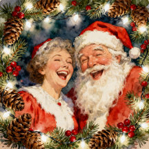 Vintage Mr and Mrs Santa Claus Christmas