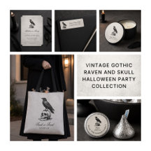 Vintage Gothic Raven & Skull Halloween Party