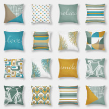 Pine Green Mint Teal Mustard Yellow Retro Home