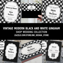 Vintage Modern Black & White Gingham for Wedding