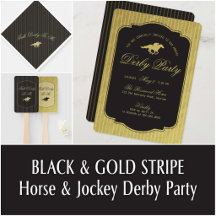 BLACK & GOLD STRIPE HORSE & JOCKEY Derby Party