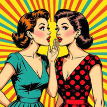 Funny Pop Art Friends Telling Secrets