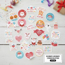 All-Occasion Celebration Stickers Pack & Buttons
