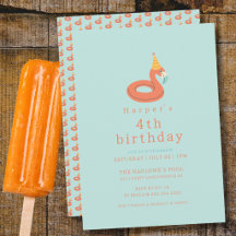 summer flamingo popsicle kid's pool birthday party