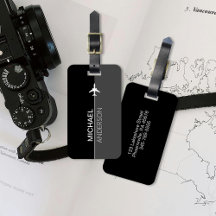 Modern Name & Monogram Luggage Tags