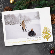 modern minimal Christmas holiday foil photo cards