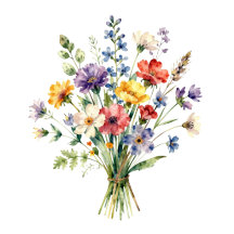 Watercolor Delicate Wildflower Bouquet