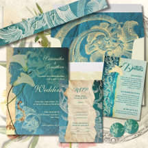 Teal Rococo Lace Elegance Wedding Suite