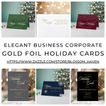 Elegant Business Corporate Gold Foil Holiday Cards