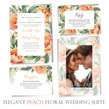 Watercolor Peach Floral Wedding Stationery Suite