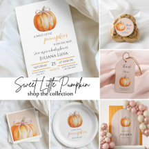  Watercolor Pumpkin Pink Bow Baby Shower