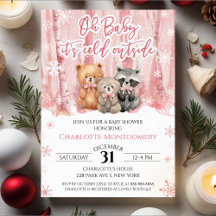 It's Cold Outside Winter Baby Shower Pink Forest