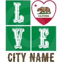 Love California State Flag Heart Customizable
