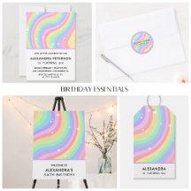 Retro Pastel Rainbow | Whimsical Groovy Birthday