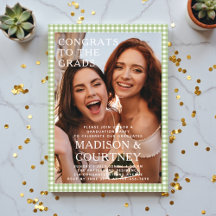 Gingham Graduation Invitations