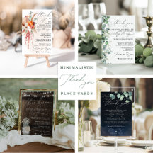 Minimalistic Thank You Napkin Place Setting Cards