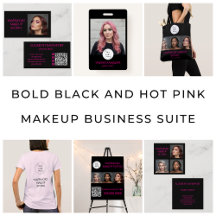 Bold Black and Hot Pink Makeup Business Suite