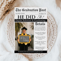 Newspaper Graduation Era Invitations Collection 🎓