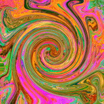 Groovy Abstract Retro Orange and Green Swirl