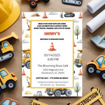 Cute Construction Vehicles Birthday Party for Kids