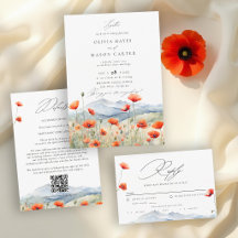 Mountains Meadow Summer Poppies Romantic Wedding