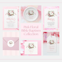 Modern Pink Floral Bible Baptism