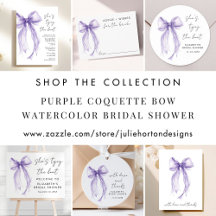 Purple Coquette Bow Watercolor Bridal Shower