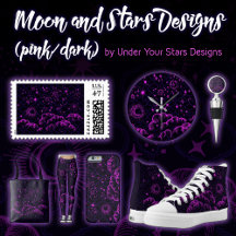 "Moon and Stars" (Pink/Dark)