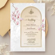 Magnolia Arch Wedding -Elegant Marble & Watercolor
