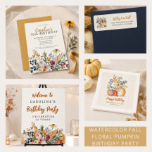 Watercolor Fall Floral Pumpkin Birthday Party