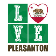 Love Pleasanton California State Flag Heart