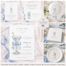 Tini One Martini Blue Bow Baby Boy Shower