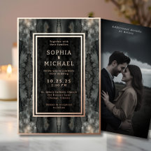 Foil Unique Wedding Invites with Photo on Back 