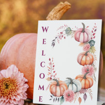 Elegant Blush Thanksgiving Pumpkin & Leaves Design