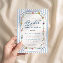 Blue Striped Floral Bridal Shower Collection