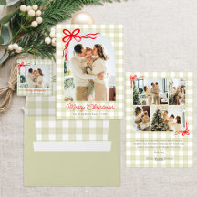 Watercolor Green Gingham Christmas Suite