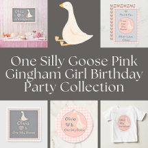 One Silly Goose Pink Gingham First Birthday Party