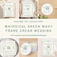 Whimsical Green Wavy Frame Cream Wedding Reception
