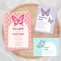 Butterfly Checkerboard Mix And Match Baby Shower