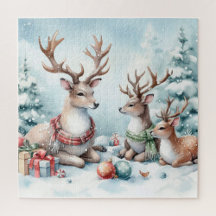 Cute Reindeer At Christmas Jigsaw Puzzles