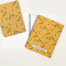 Whimsical Orange Ecru Moths Boho Pattern