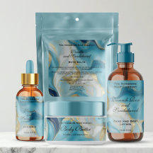 Blue Marble and Faux Gold Cosmetics Labels