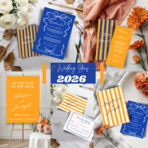 Italian Hand Written Painted Pinstripes Wedding 