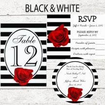 Black & White Stripes With Rose