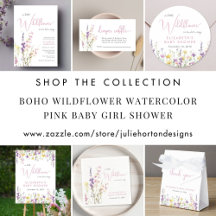 Boho Wildflower Watercolor Pink Baby Girl Shower