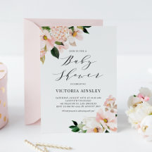 Blush Magnolia and Hydrangea Baby Shower Suite